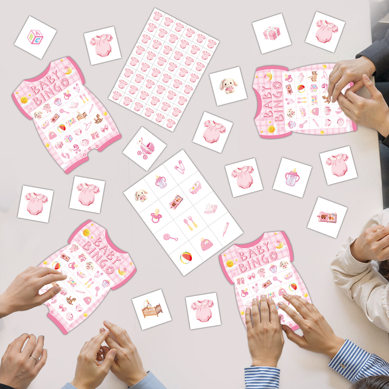 Baby Girl Shower Bingo Game Cards Set