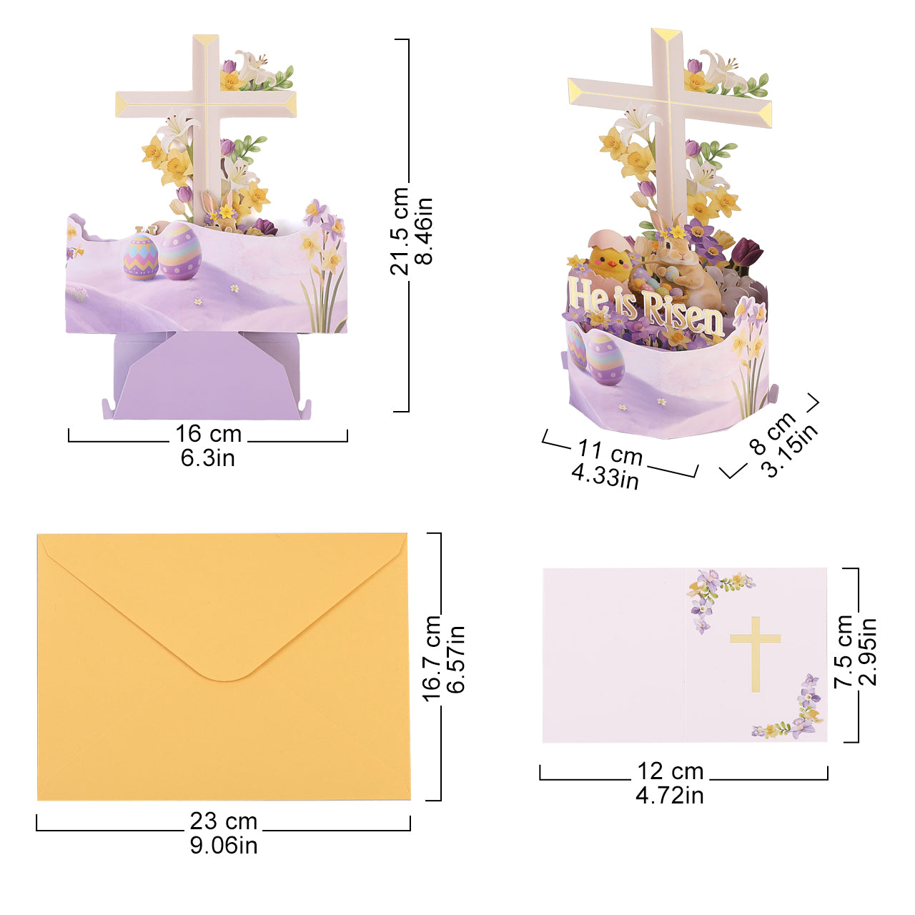 He is Risen Easter Cross Pop Up Card