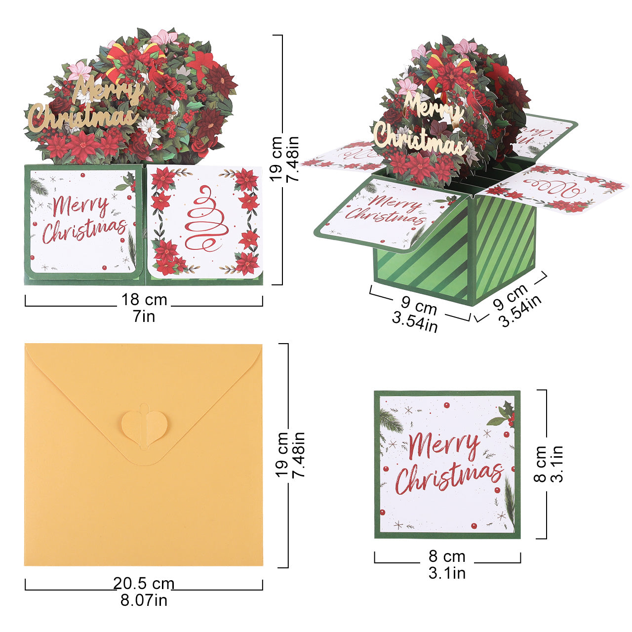 Merry Christmas Wreath Box Pop Up Card
