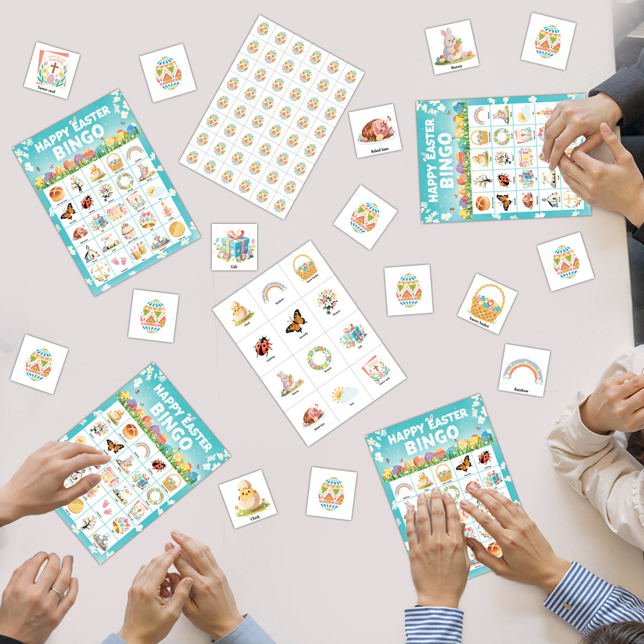 Happy Easter Bingo Game Cards Set