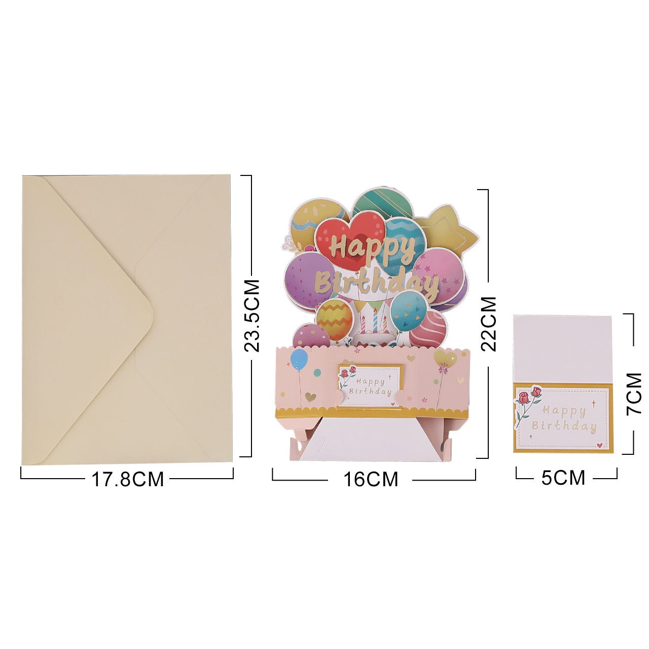 Birthday Colorful Balloon Pop Up Card