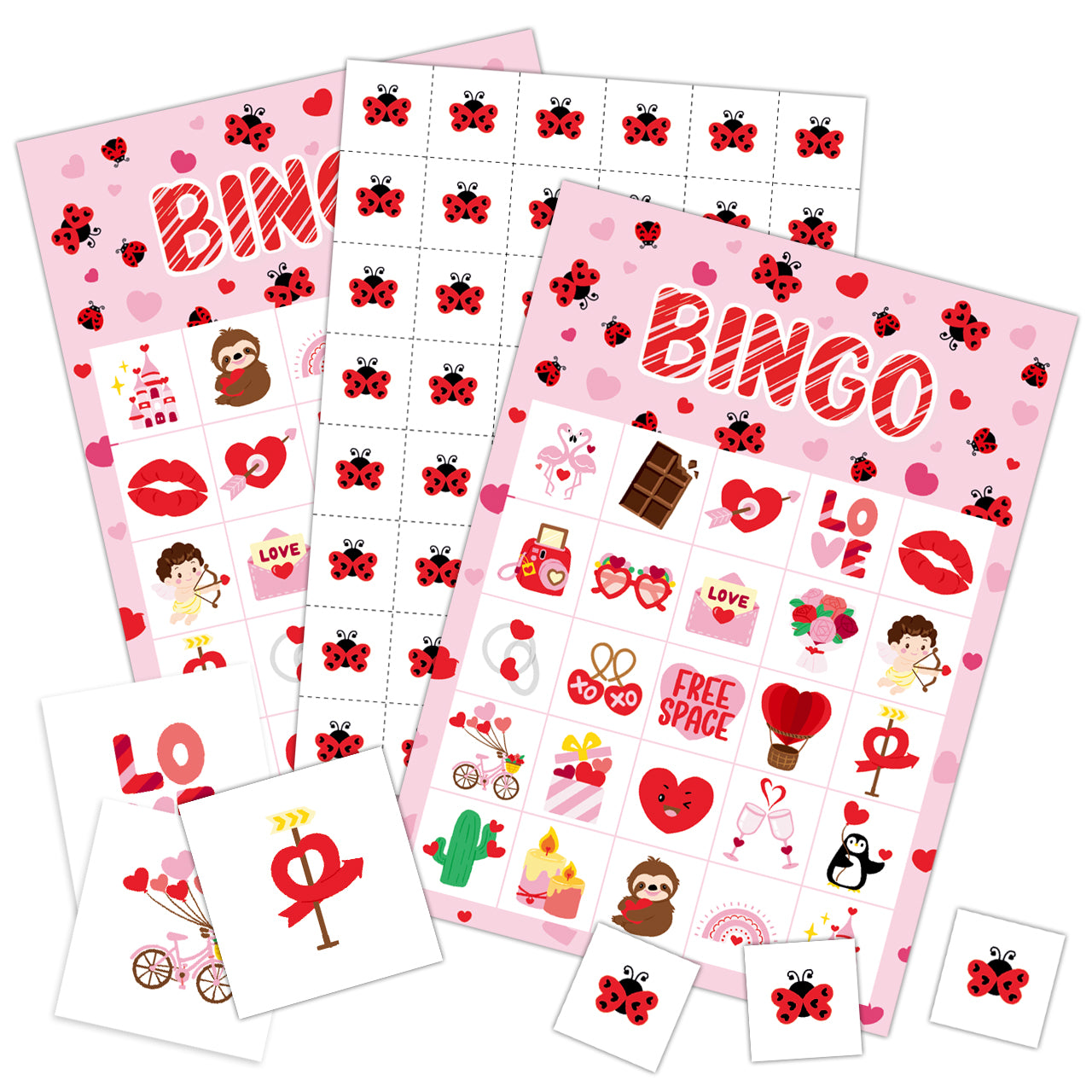 Valentine's Day Bingo Game Cards Set