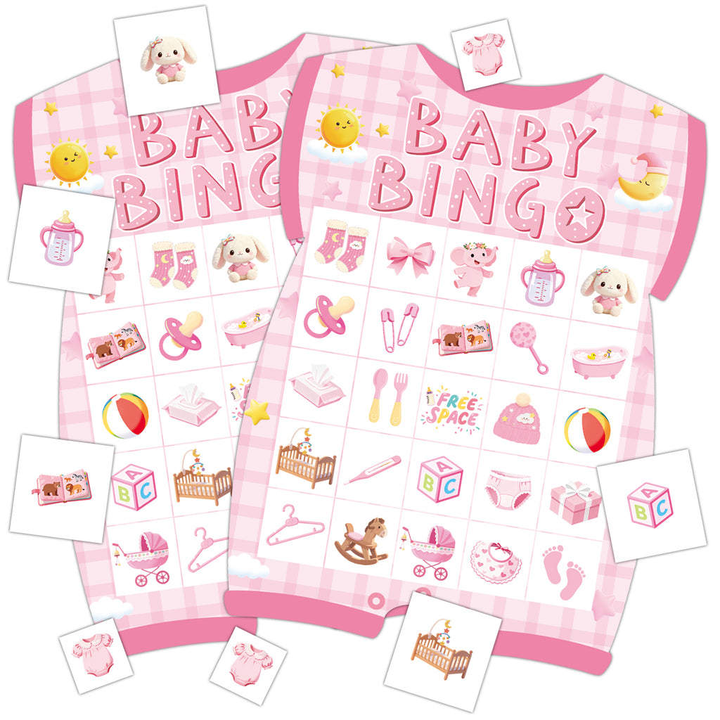 Baby Girl Shower Bingo Game Cards Set