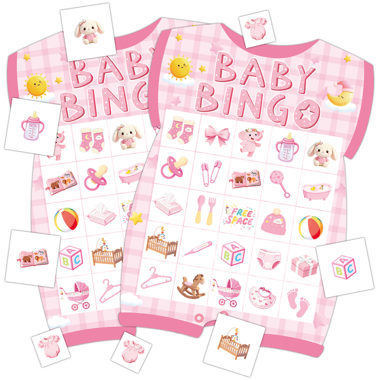 Baby Girl Shower Bingo Game Cards Set