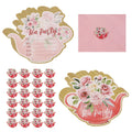 Tea Party Invitation Set (72 Pcs) – Teapot-Shaped Cards, Envelopes & Stickers