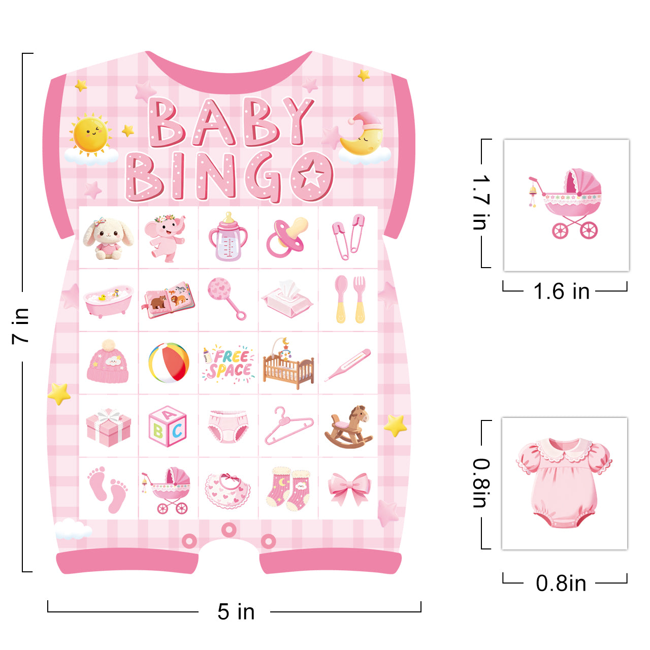 Baby Girl Shower Bingo Game Cards Set