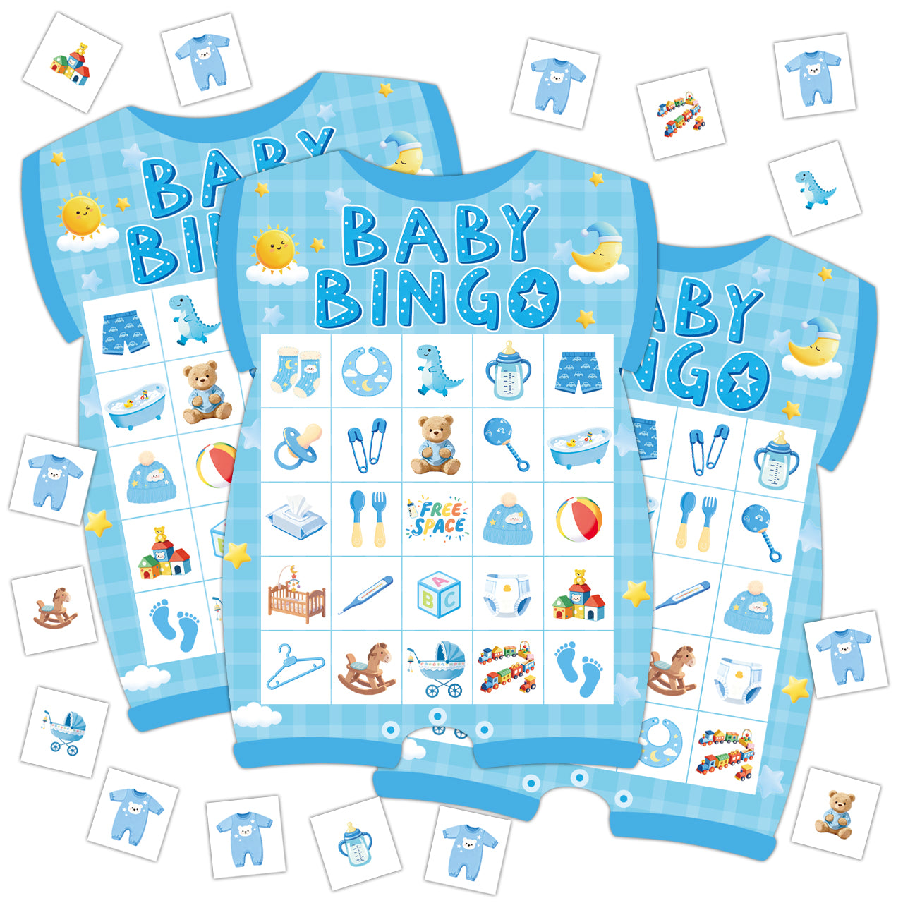 Baby Boy Shower Bingo Game Cards Set
