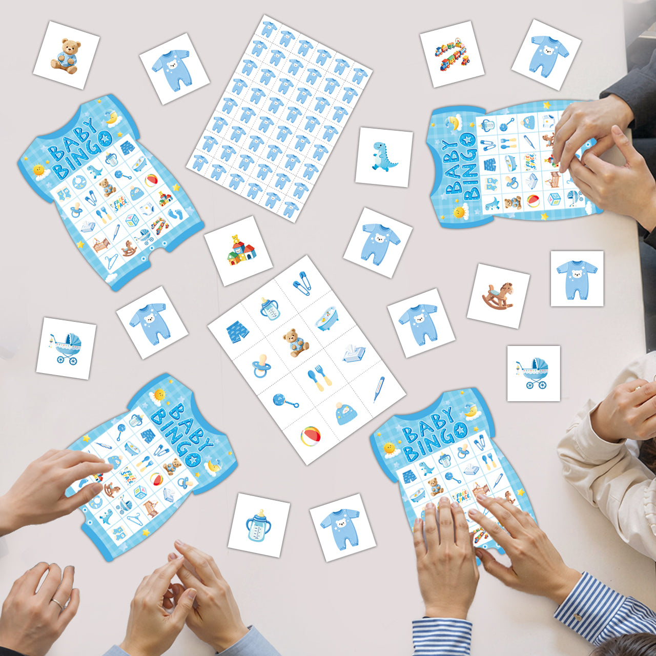 Baby Boy Shower Bingo Game Cards Set