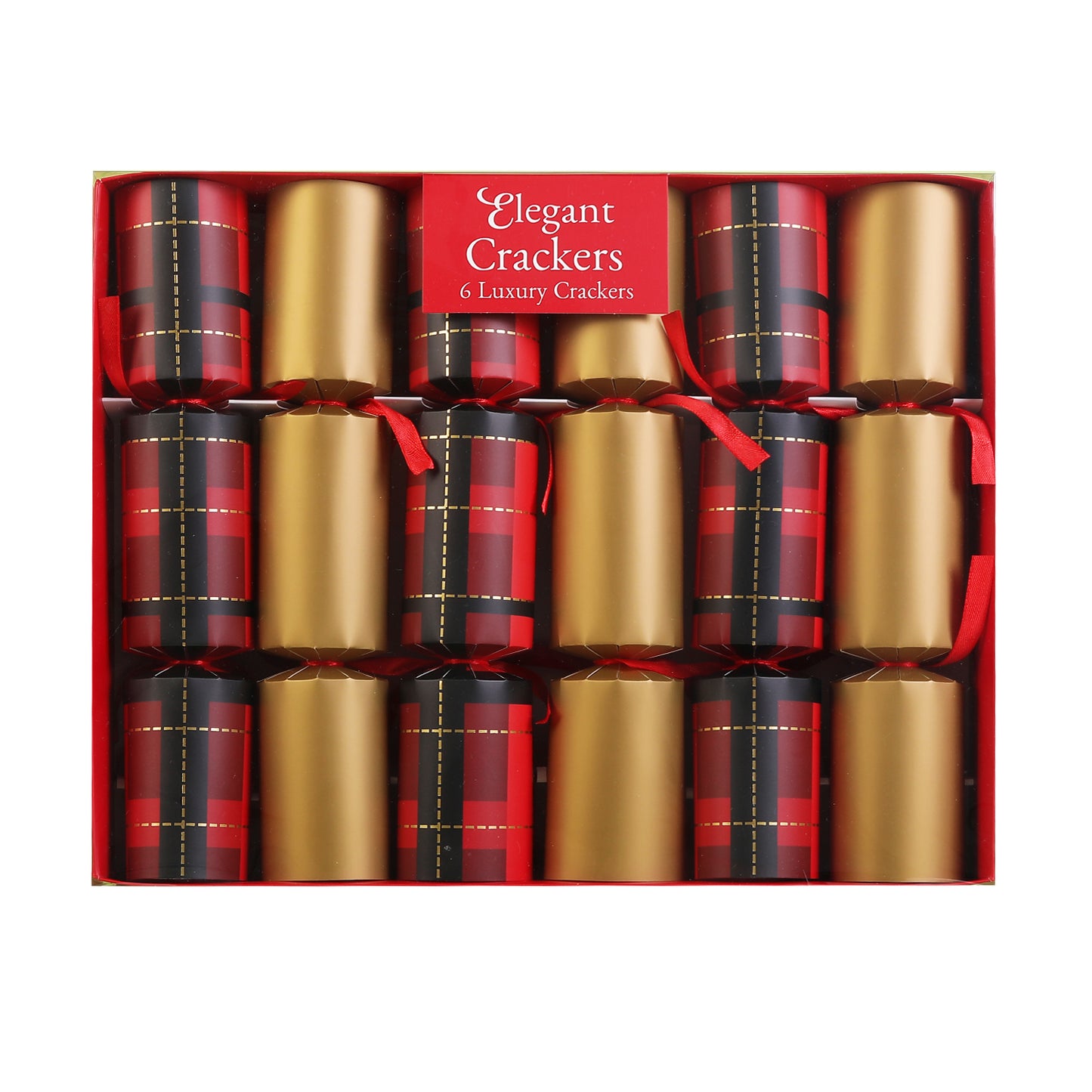 Luxury Plaid Christmas Crackers 12in - Set of 6
