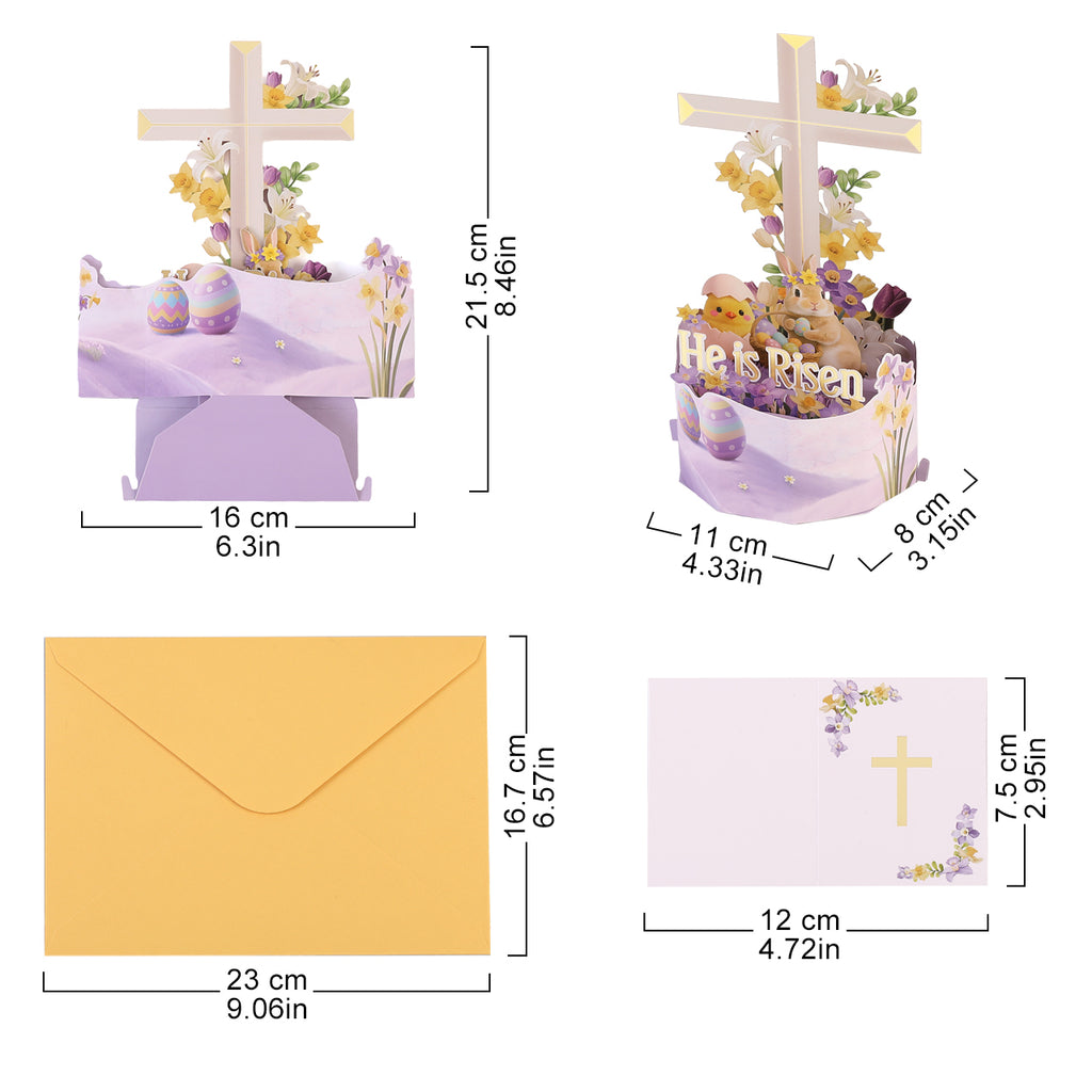 He is Risen Easter Cross Pop Up Card