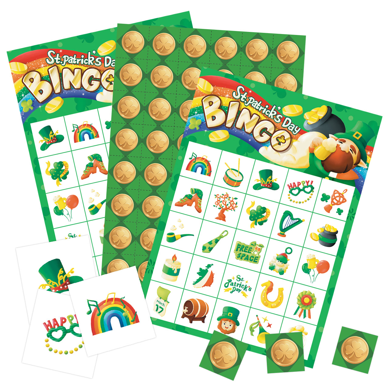 St. Patrick's Day Bingo Game Cards Set