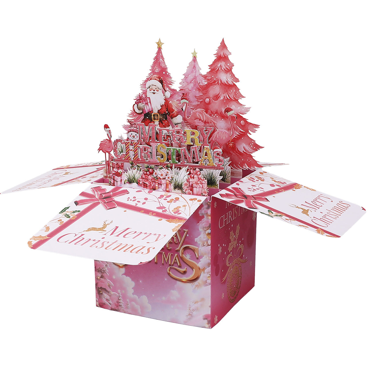 Pink Christmas Tree Pop Up Card