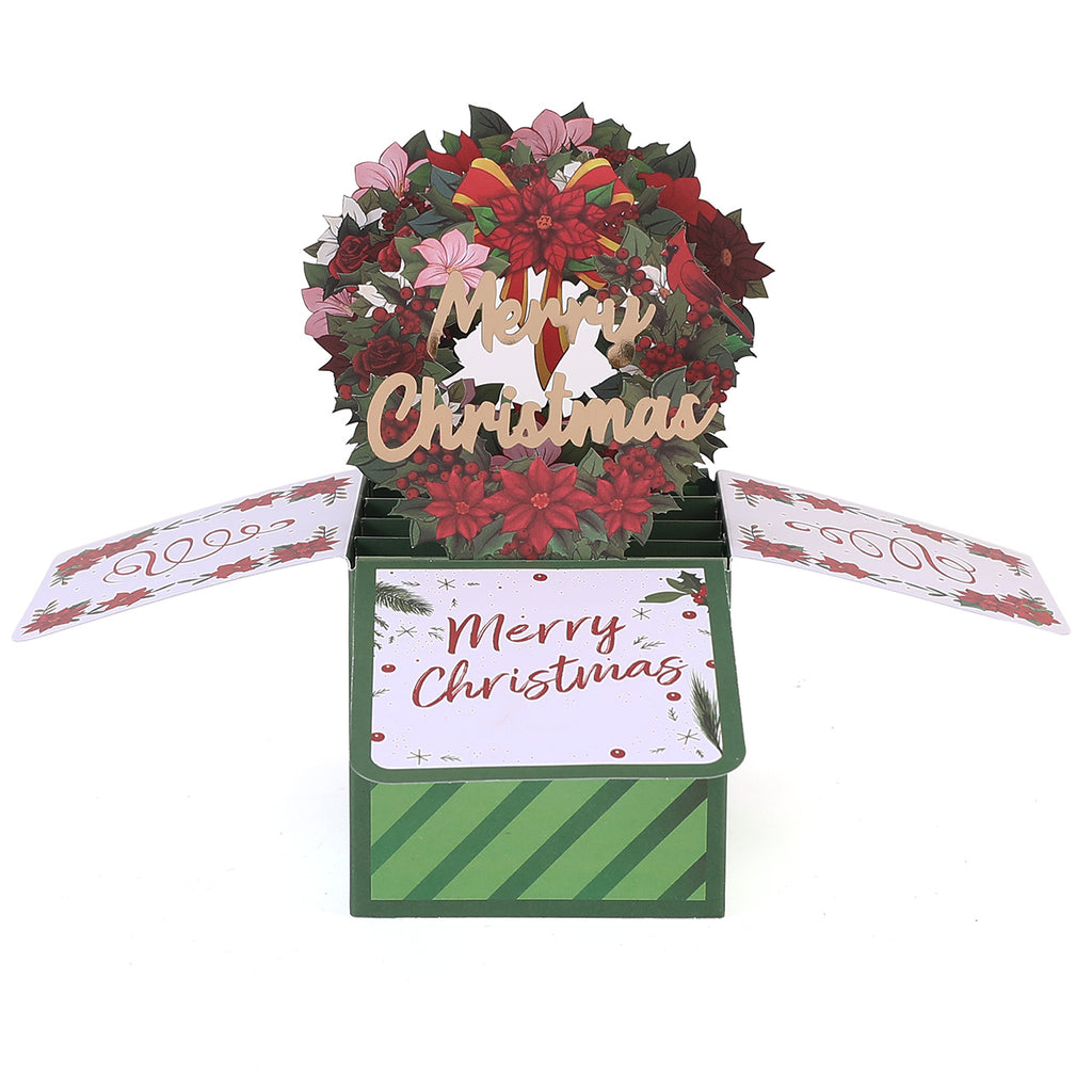 Merry Christmas Wreath Box Pop Up Card