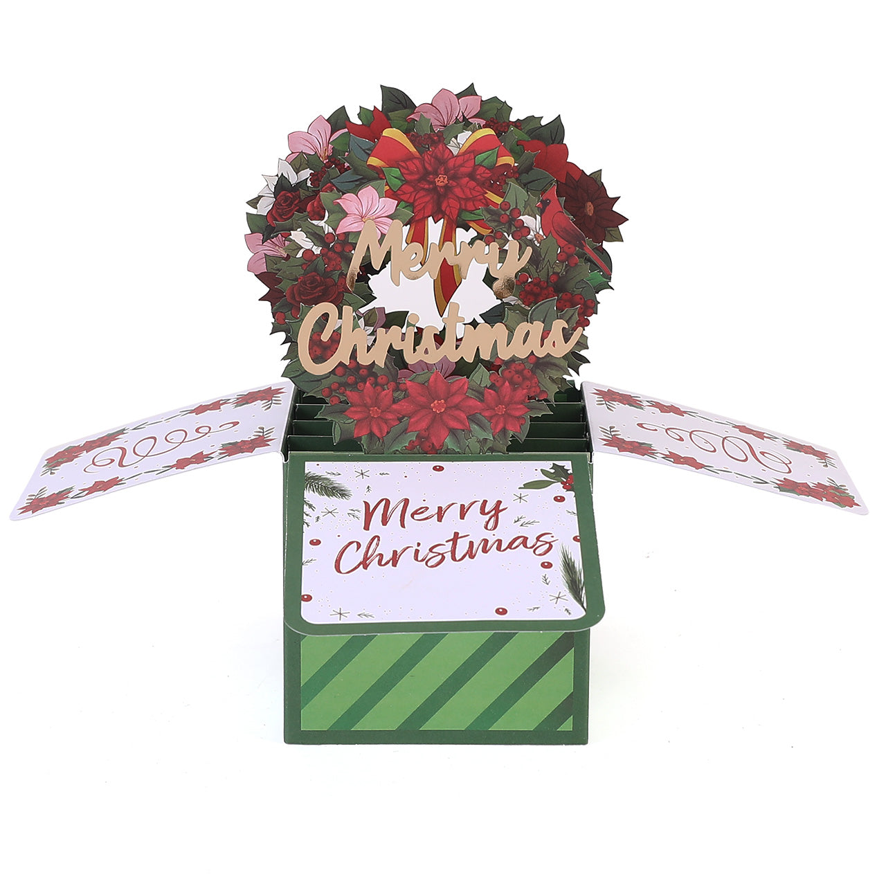 Merry Christmas Wreath Box Pop Up Card