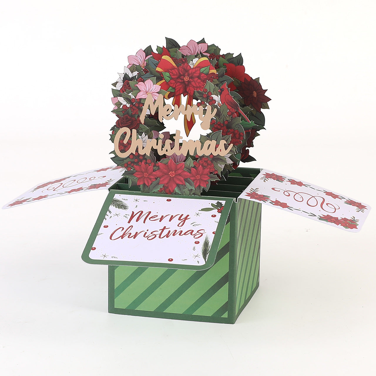 Merry Christmas Wreath Box Pop Up Card
