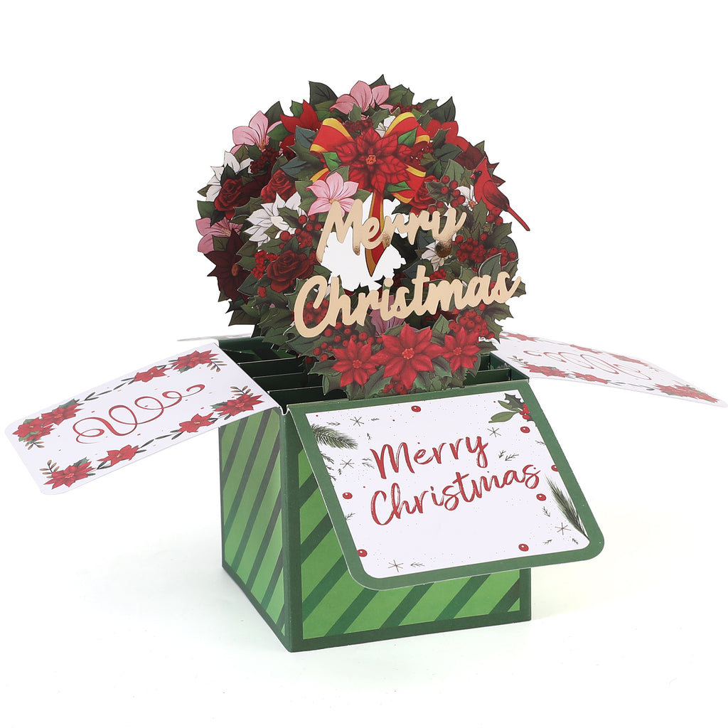 Merry Christmas Wreath Box Pop Up Card