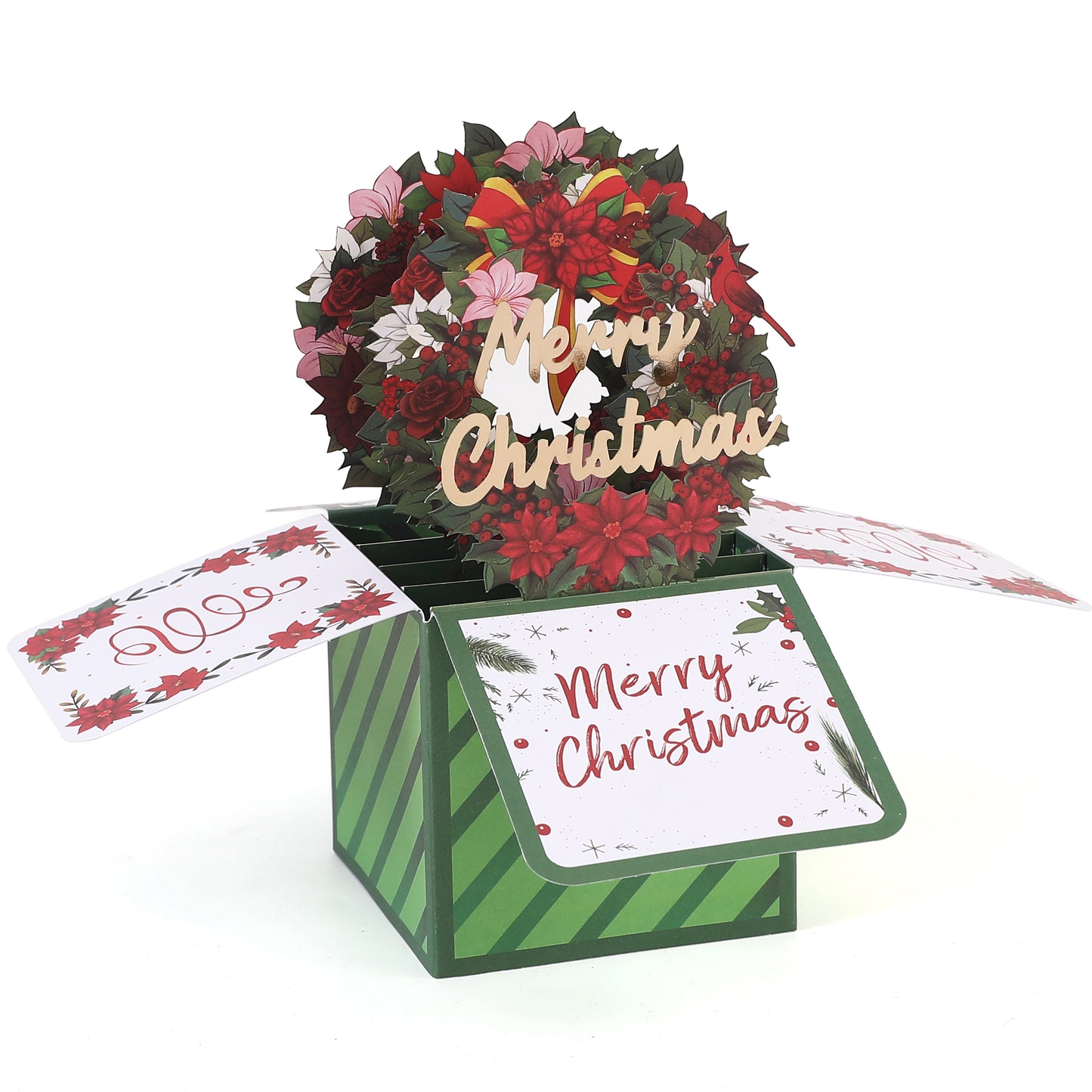 Merry Christmas Wreath Box Pop Up Card