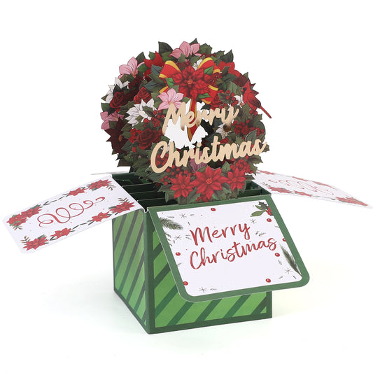 Merry Christmas Wreath Box Pop Up Card