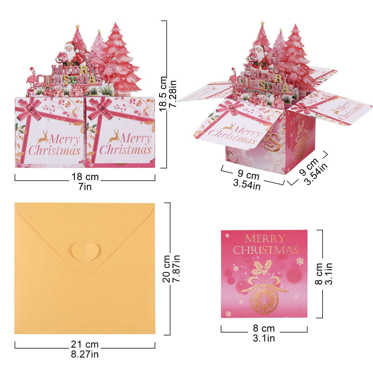 Pink Christmas Tree Pop Up Card