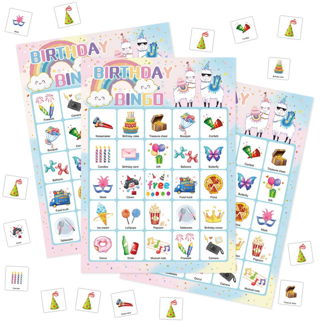 Birthday Bingo Game Cards Set