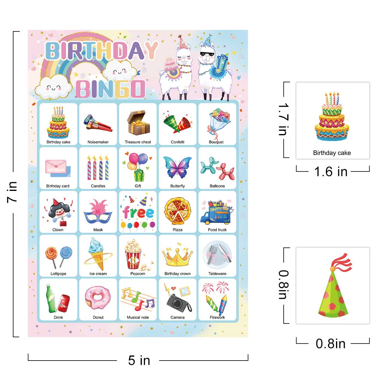 Birthday Bingo Game Cards Set