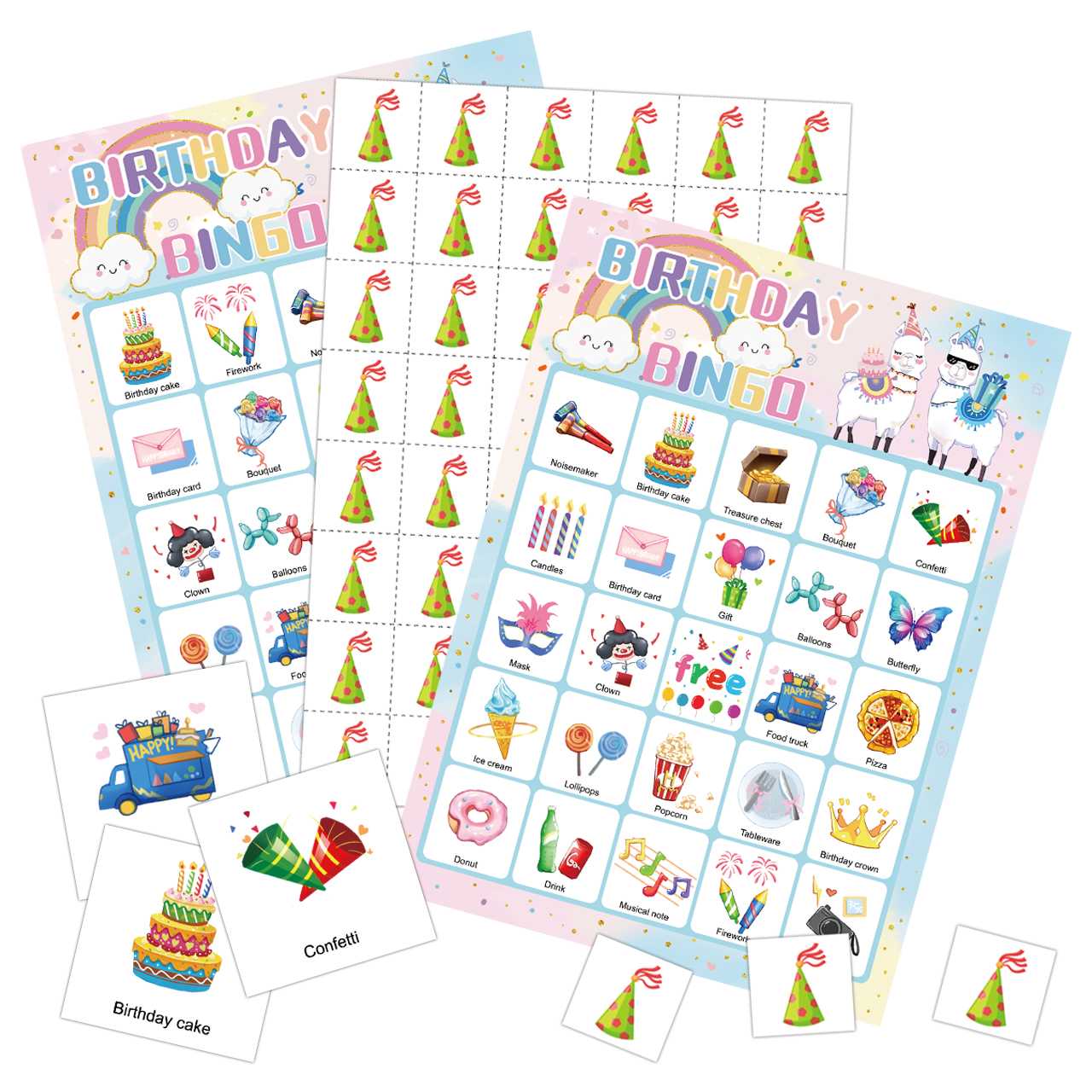 Birthday Bingo Game Cards Set
