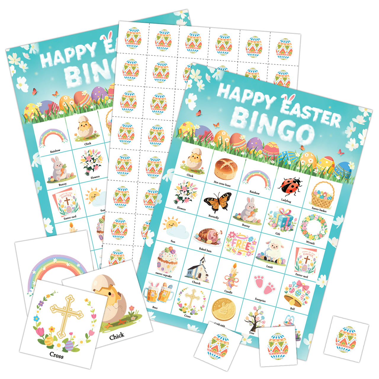 Happy Easter Bingo Game Cards Set
