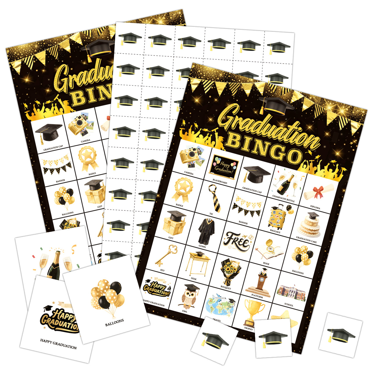 Graduation Bingo Game Cards Set