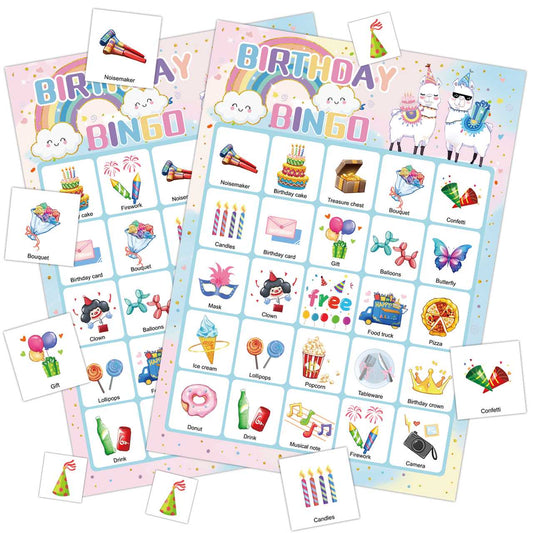 Birthday Bingo Game Cards Set