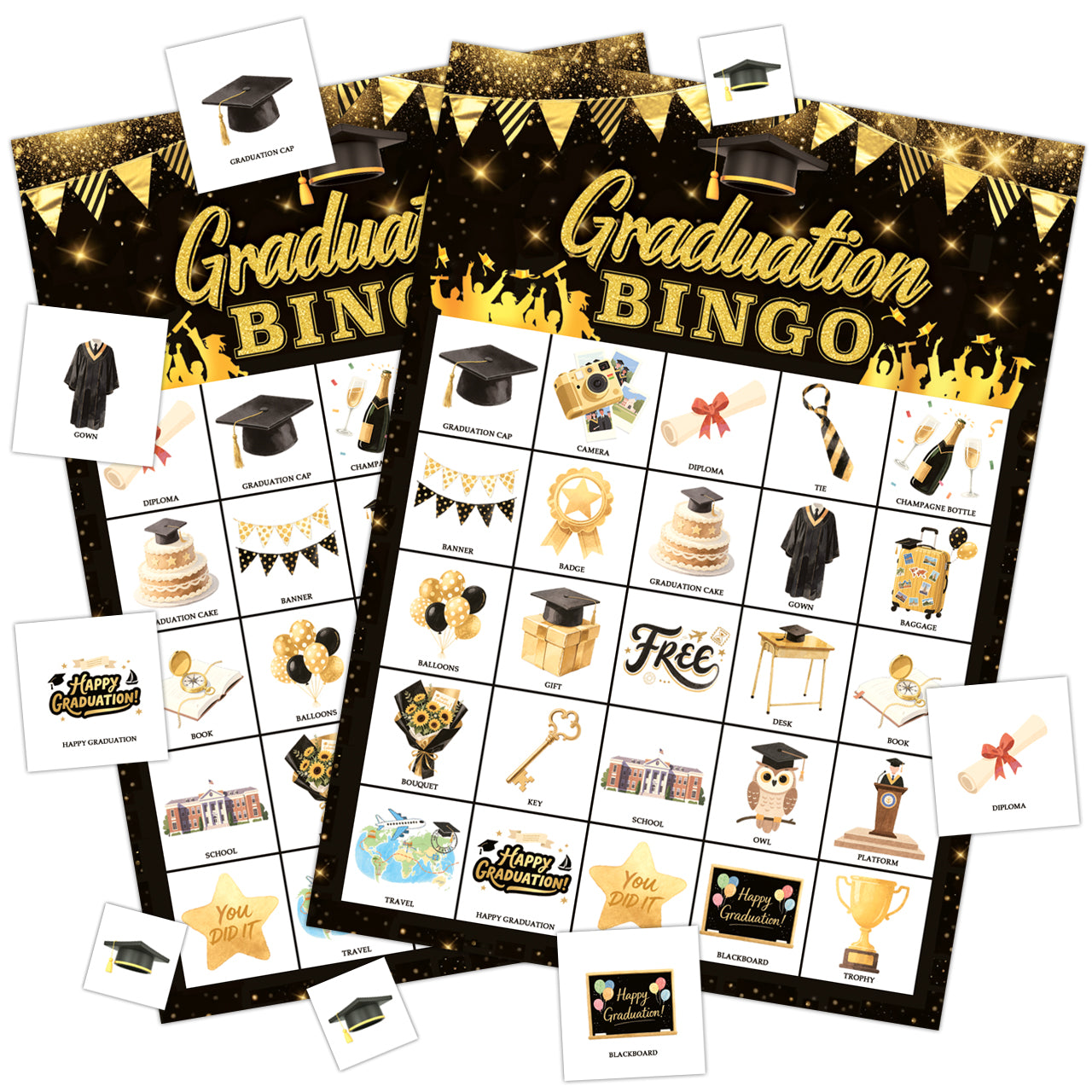 Graduation Bingo Game Cards Set