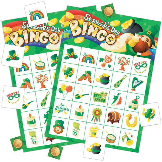 St. Patrick's Day Bingo Game Cards Set
