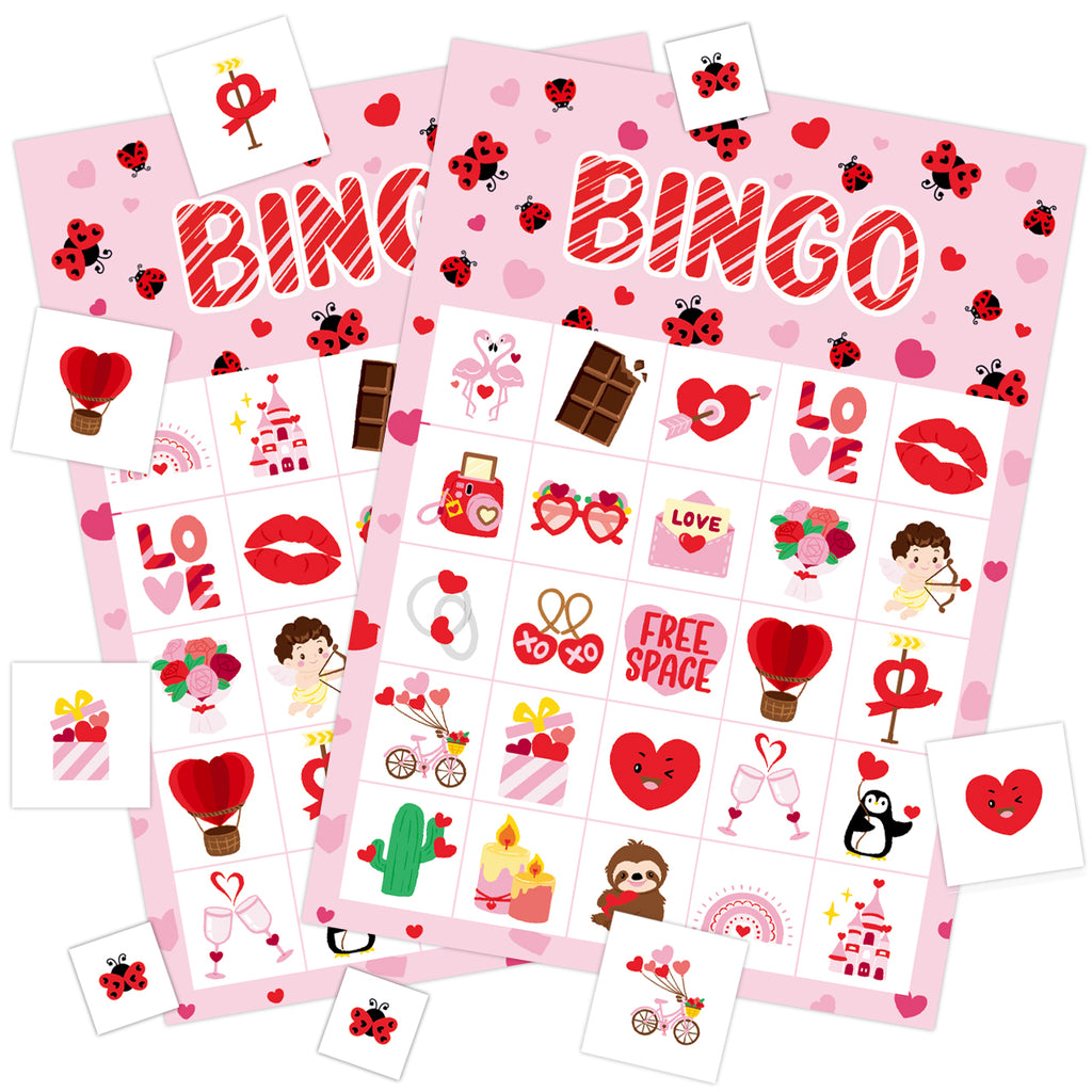 Valentine's Day Bingo Game Cards Set