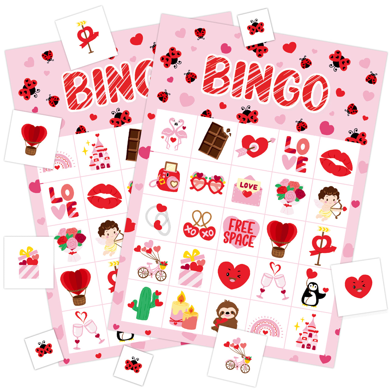 Valentine's Day Bingo Game Cards Set