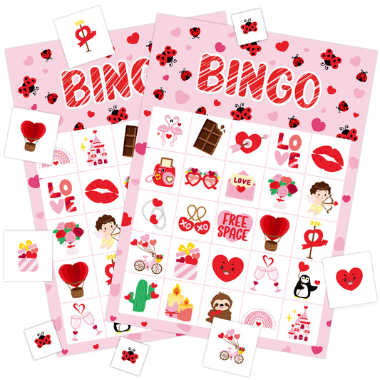 Valentine's Day Bingo Game Cards Set