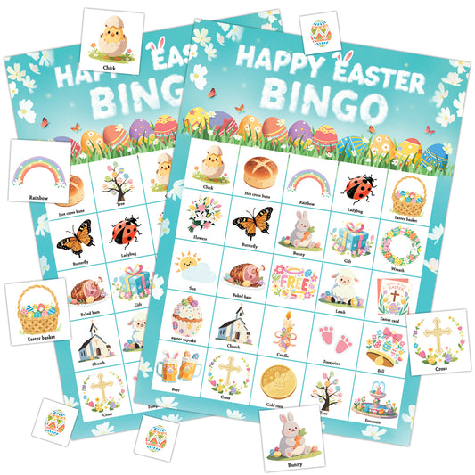 Happy Easter Bingo Game Cards Set
