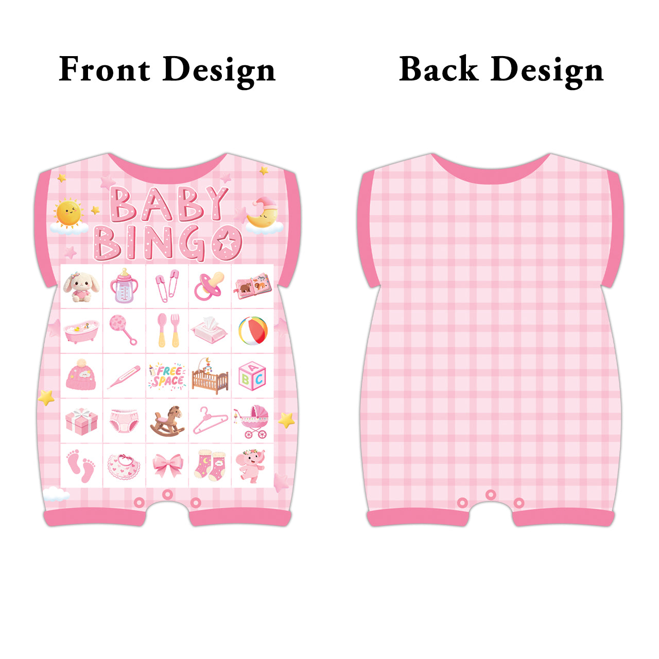 Baby Girl Shower Bingo Game Cards Set