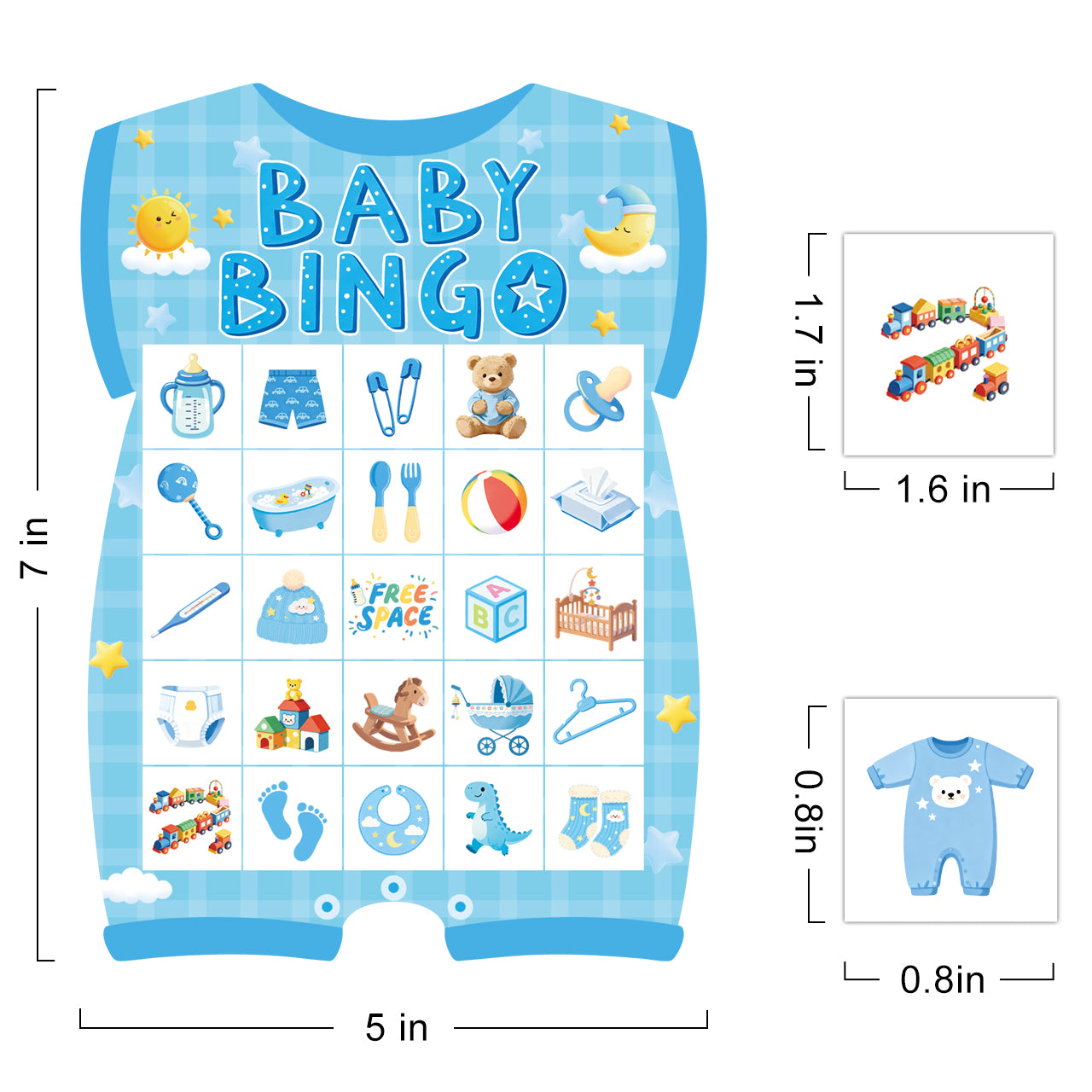 Baby Boy Shower Bingo Game Cards Set
