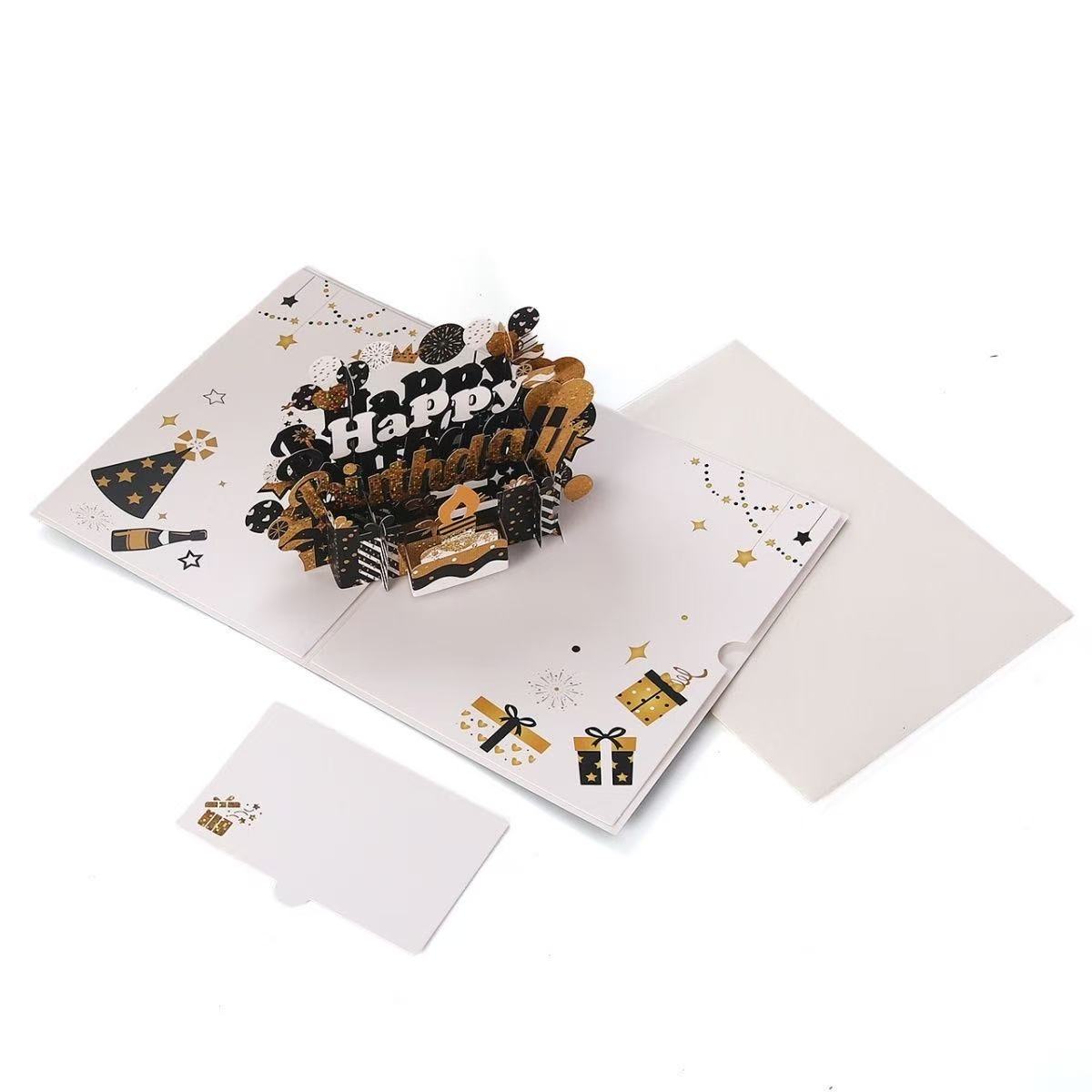 Black Gold 3D Pop-Up Birthday Card