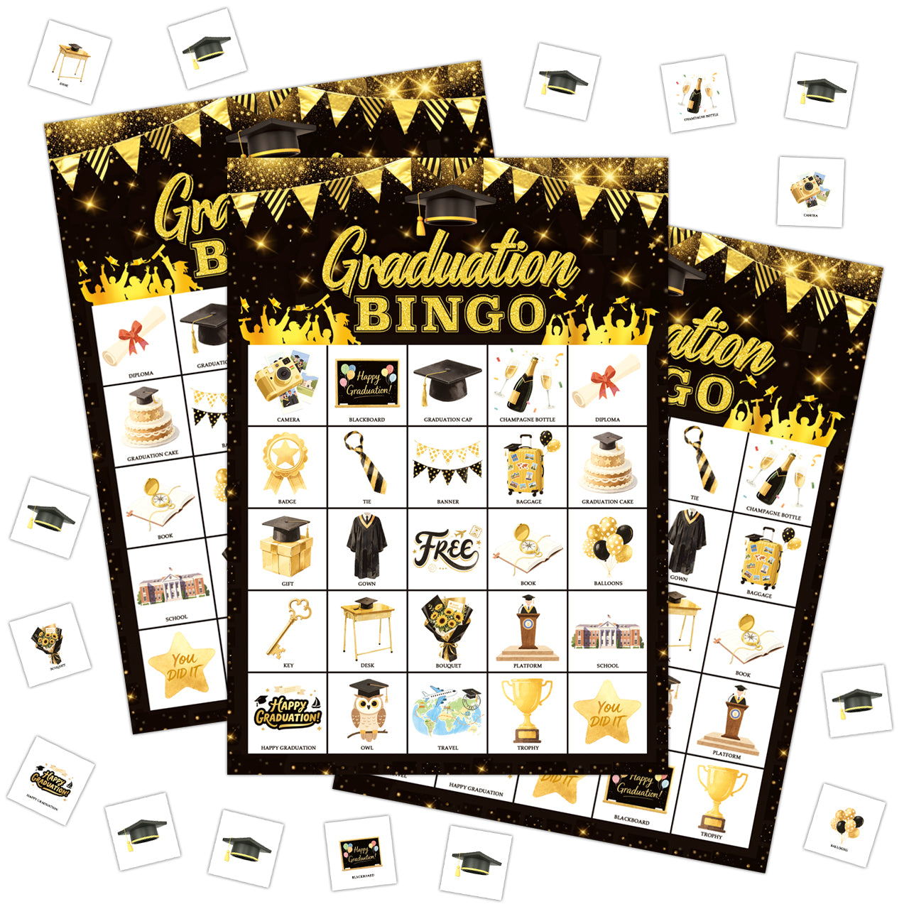 Graduation Bingo Game Cards Set