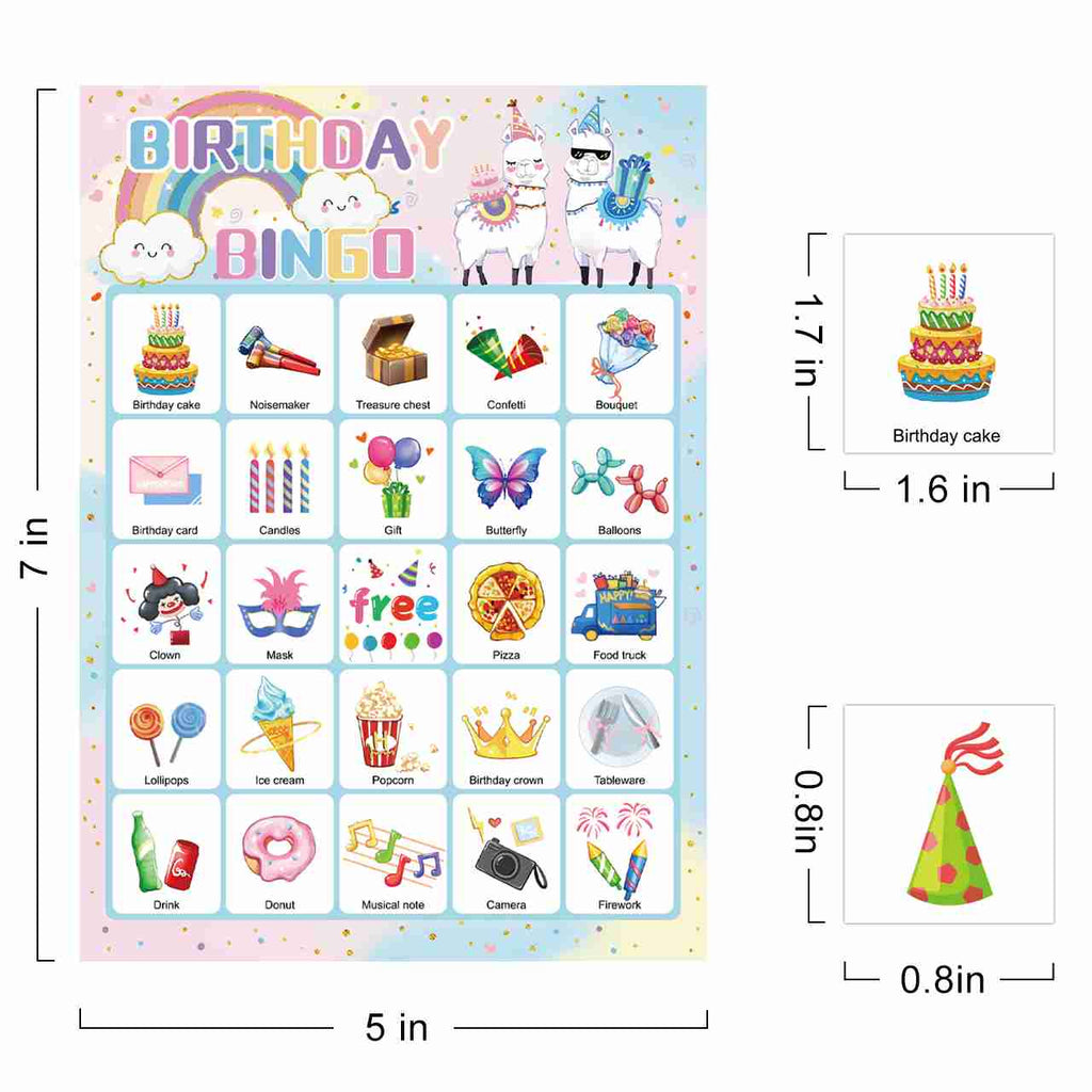 Birthday Bingo Game Cards Set