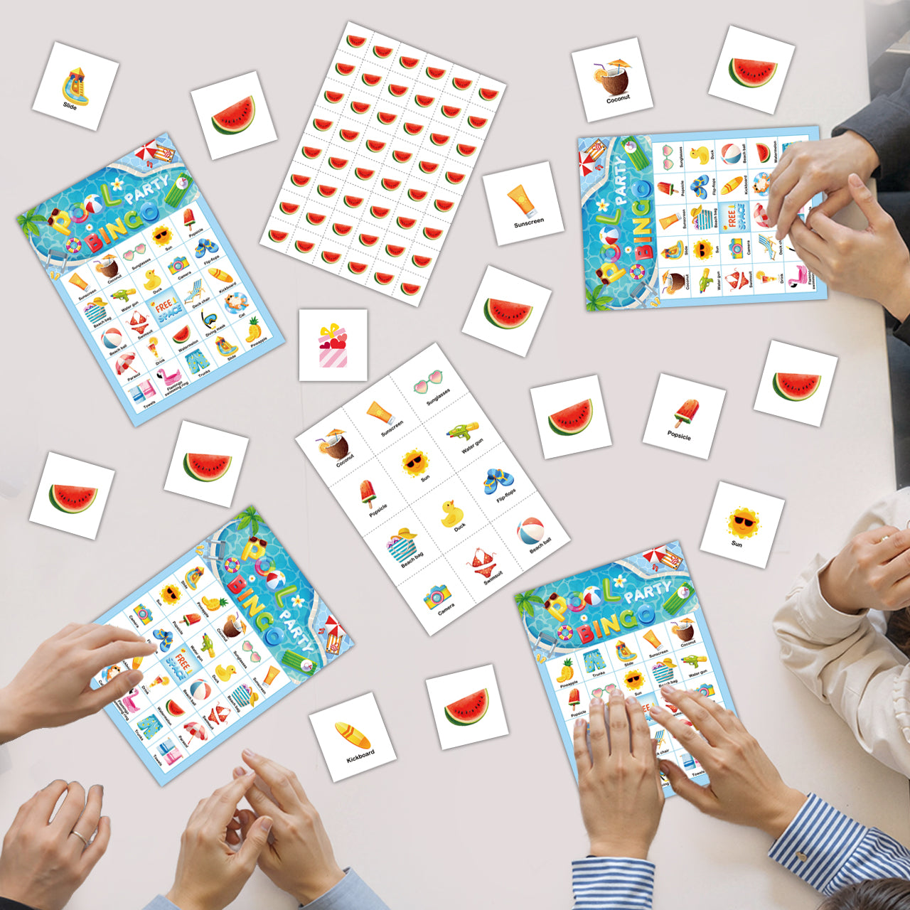 Pool Party Bingo Game Cards Set
