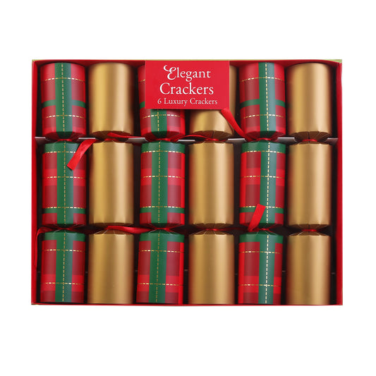 Luxury Plaid Christmas Crackers 12in - Set of 6