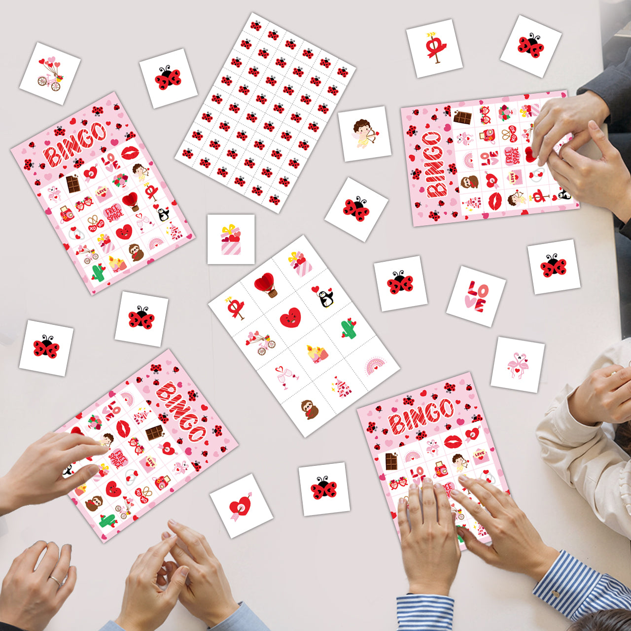 Valentine's Day Bingo Game Cards Set