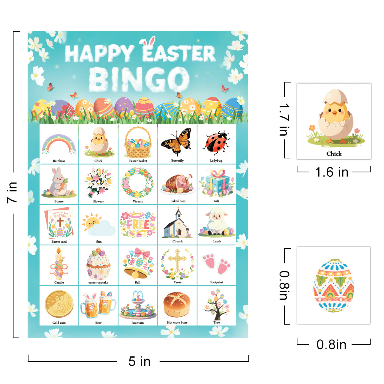 Happy Easter Bingo Game Cards Set