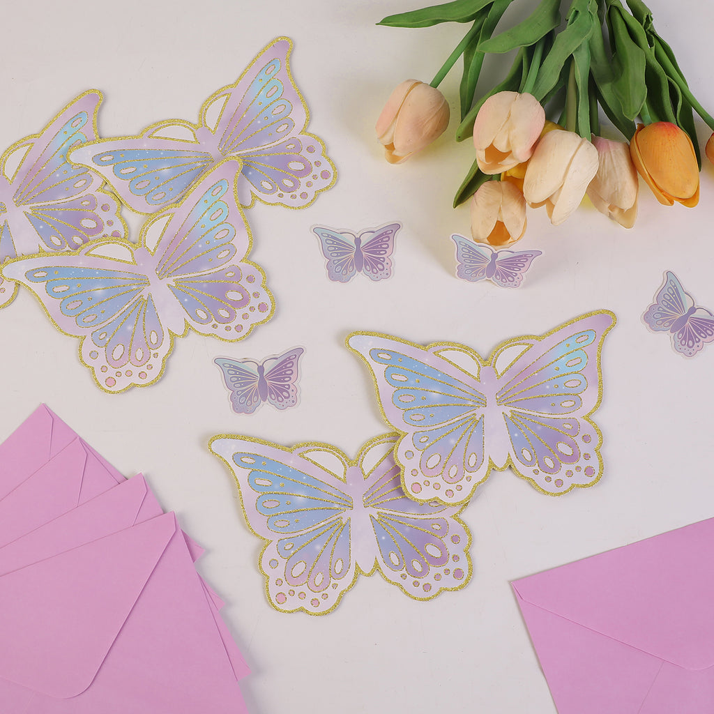 Butterfly Party Invitation Set (72 Pcs) – Cards, Envelopes & Stickers