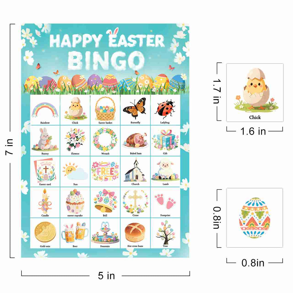 Happy Easter Bingo Game Cards Set