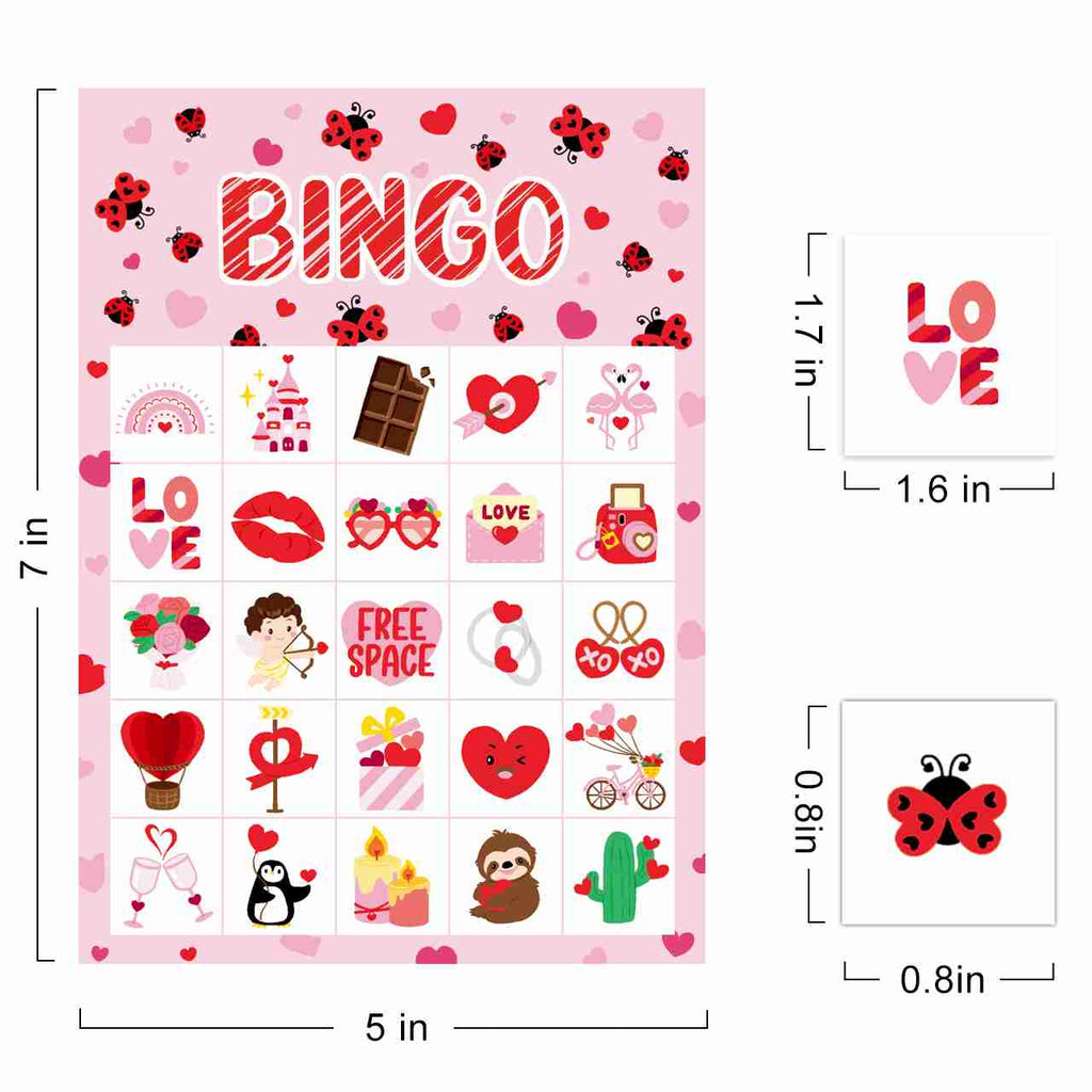 Valentine's Day Bingo Game Cards Set