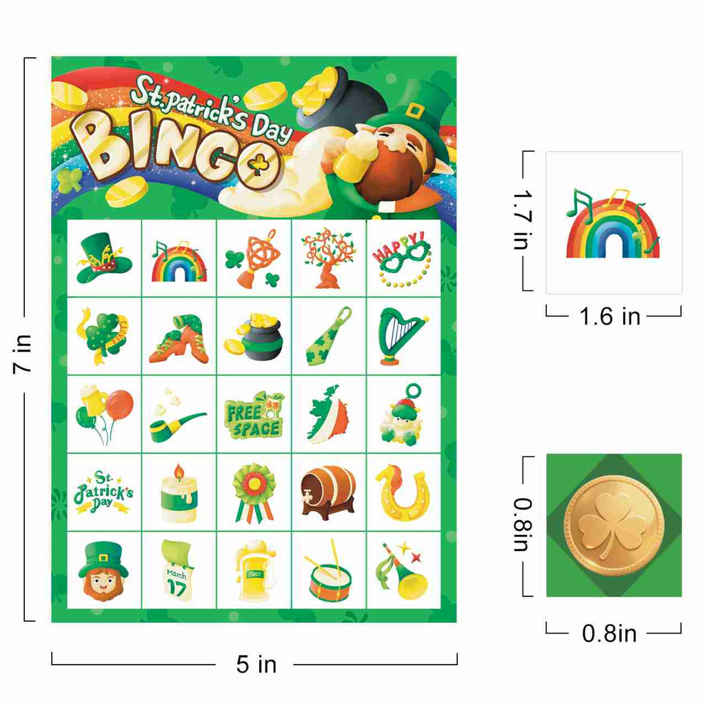 St. Patrick's Day Bingo Game Cards Set