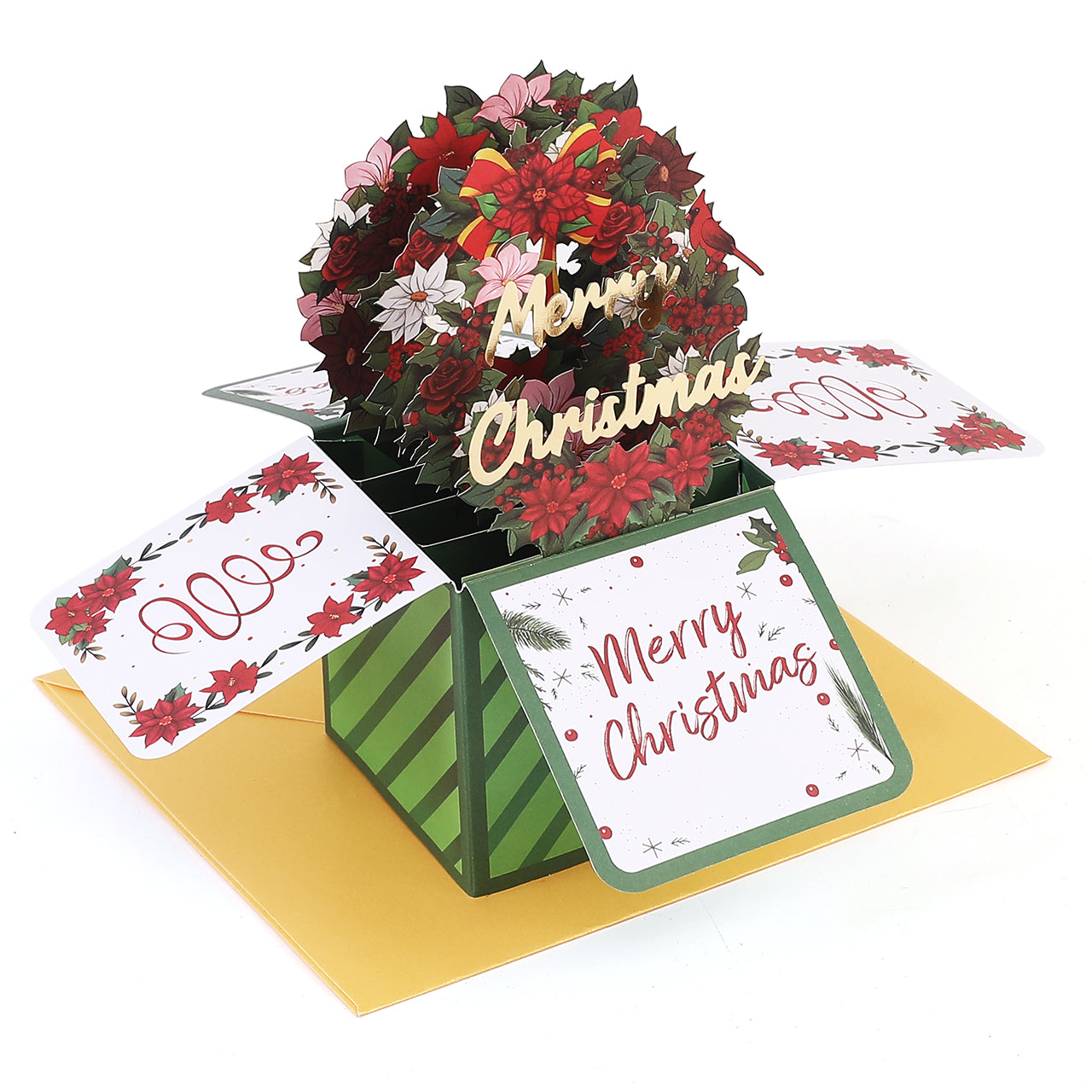 Merry Christmas Wreath Box Pop Up Card