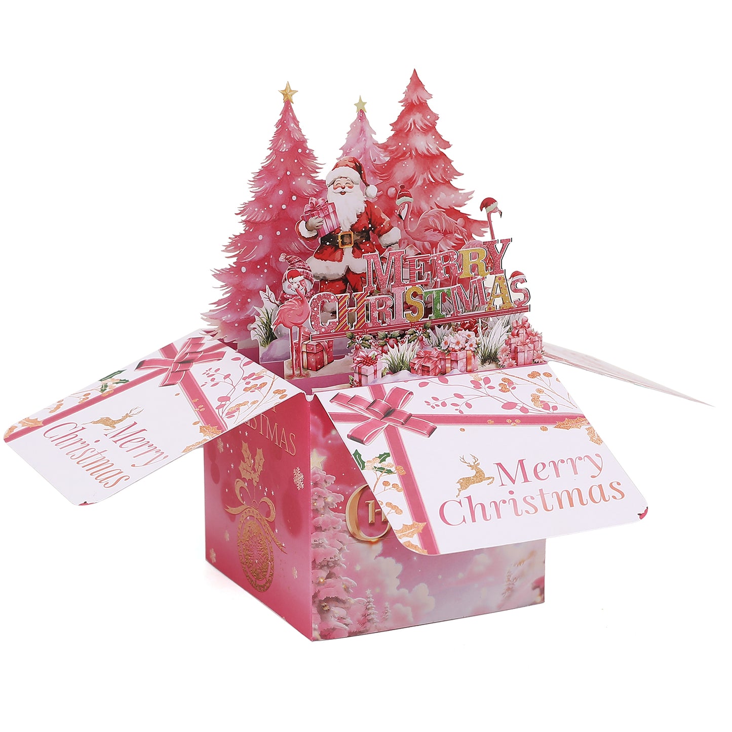 Pink Christmas Tree Pop Up Card